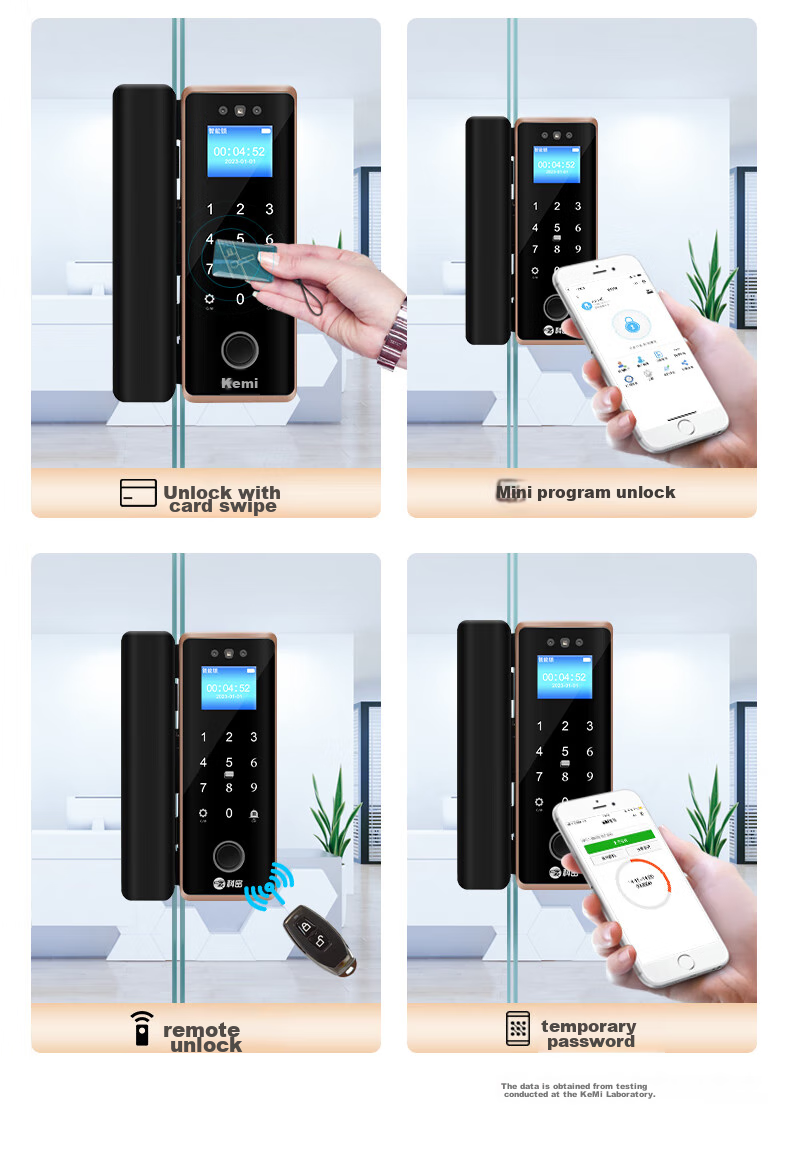 Kemi (Comet) Facial Recognition Glass Door Fingerprint Lock Access Control Smart Electronic Password Lock for Office Glass Doors, Mini Program Attendance, Metal Material COM-202 14