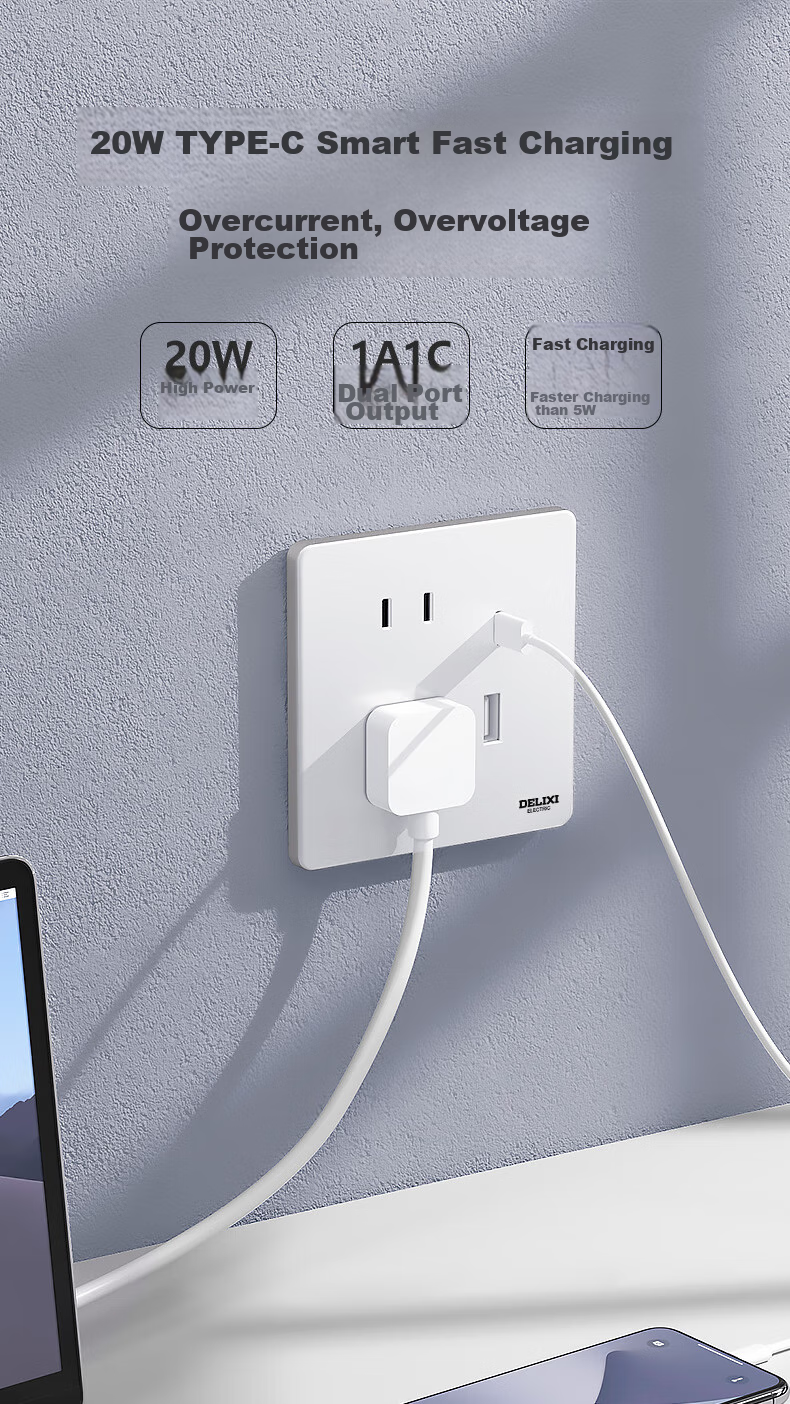 DELIXI Switch Socket Panel CD290 Series Ultra-Thin Pure Flat Large Plate [Single Switch Control] Polar White 12