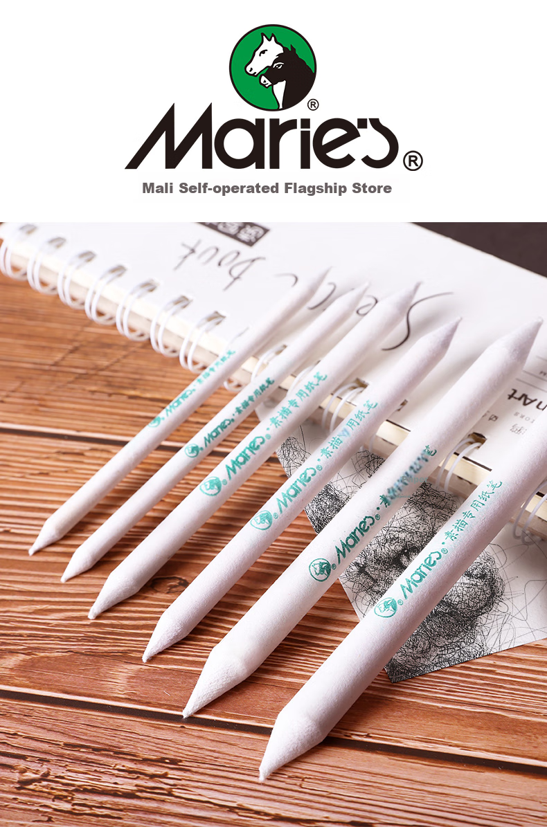 Marie's Paper Eraser Pencils Set of 6, Sketching Paper Pencil Kit for Drawing, Specialized Paper Pencils And Blending Sticks, Student Art Academy Detail And Shadow Drawing Pencils TMC6823 Sketching Markers Drawing 2