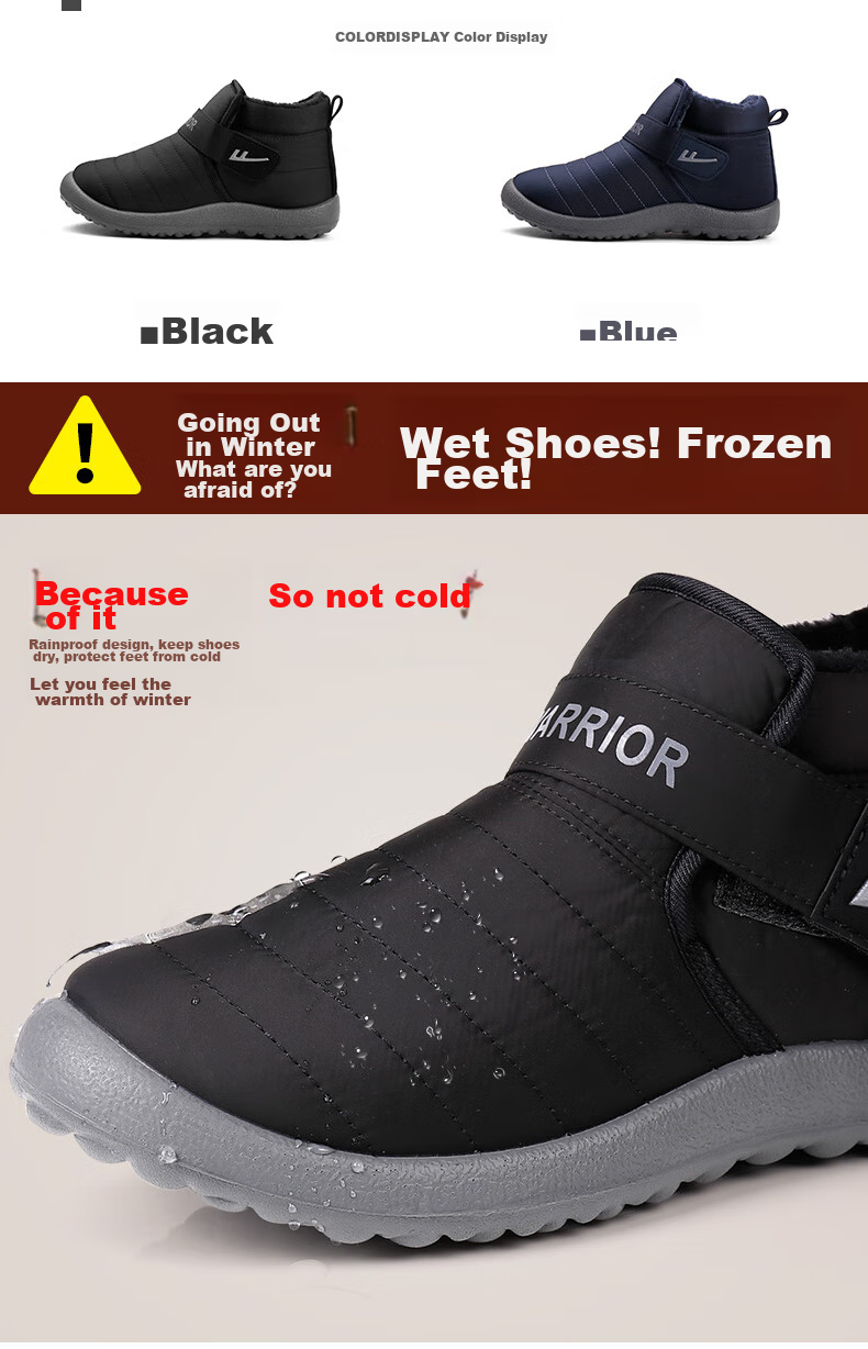 Huili Cotton Shoes for Men, Winter Cold-Proof, Warm Elderly Shoes, Thickened Non-Slip Middle-Aged And Elderly Snow Boots, Black, Size 39 4