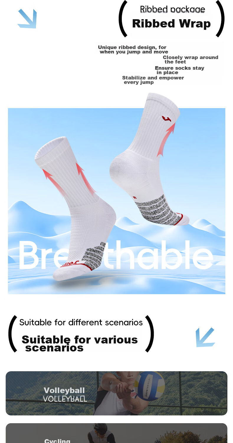 JOMA High Tube Sports Socks for Volleyball, Running, Training, Basketball, Badminton, Breathable, Sweat-Absorbing, Shock-Absorbing Towel Socks, Red, M 3