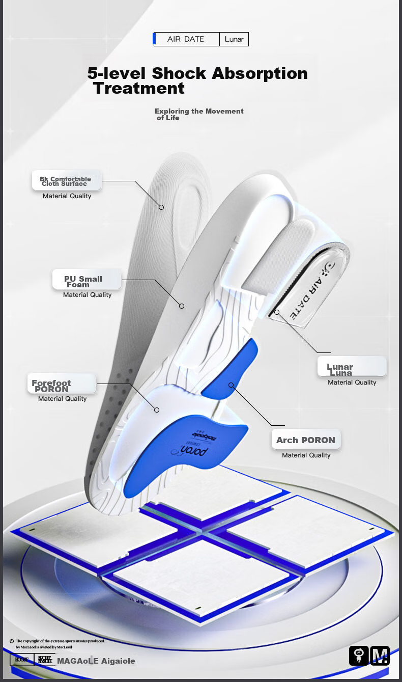 Maigaole Luna Air Cushion ZOOM Player Edition Basketball Shoe Insoles, High-Elasticity Shock-Absorbing, Thickened Sports Air-date 37-38 2