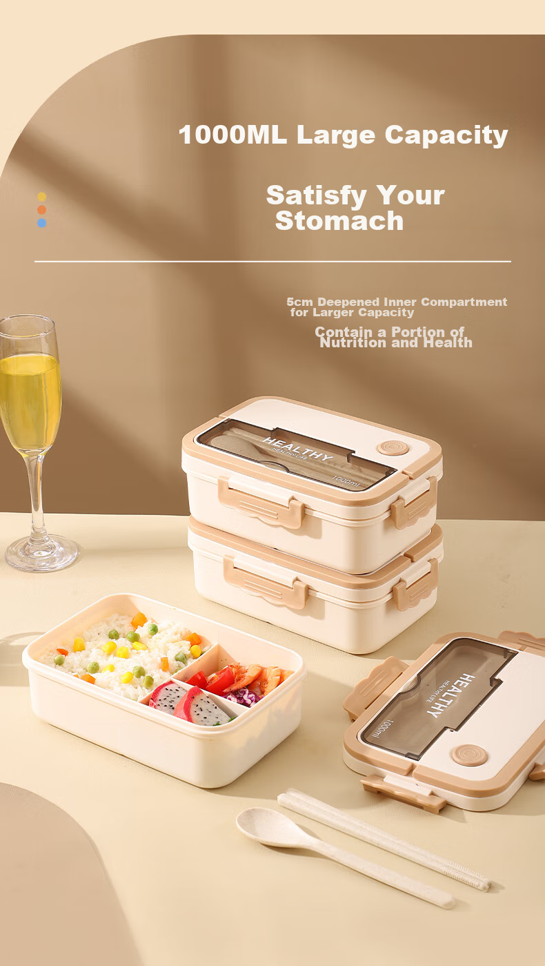 Guangyi Microwave Lunch Box, Large Capacity Student Plastic Bento Box, Food Storage Container with Utensils, 1500ml, GY8539 6