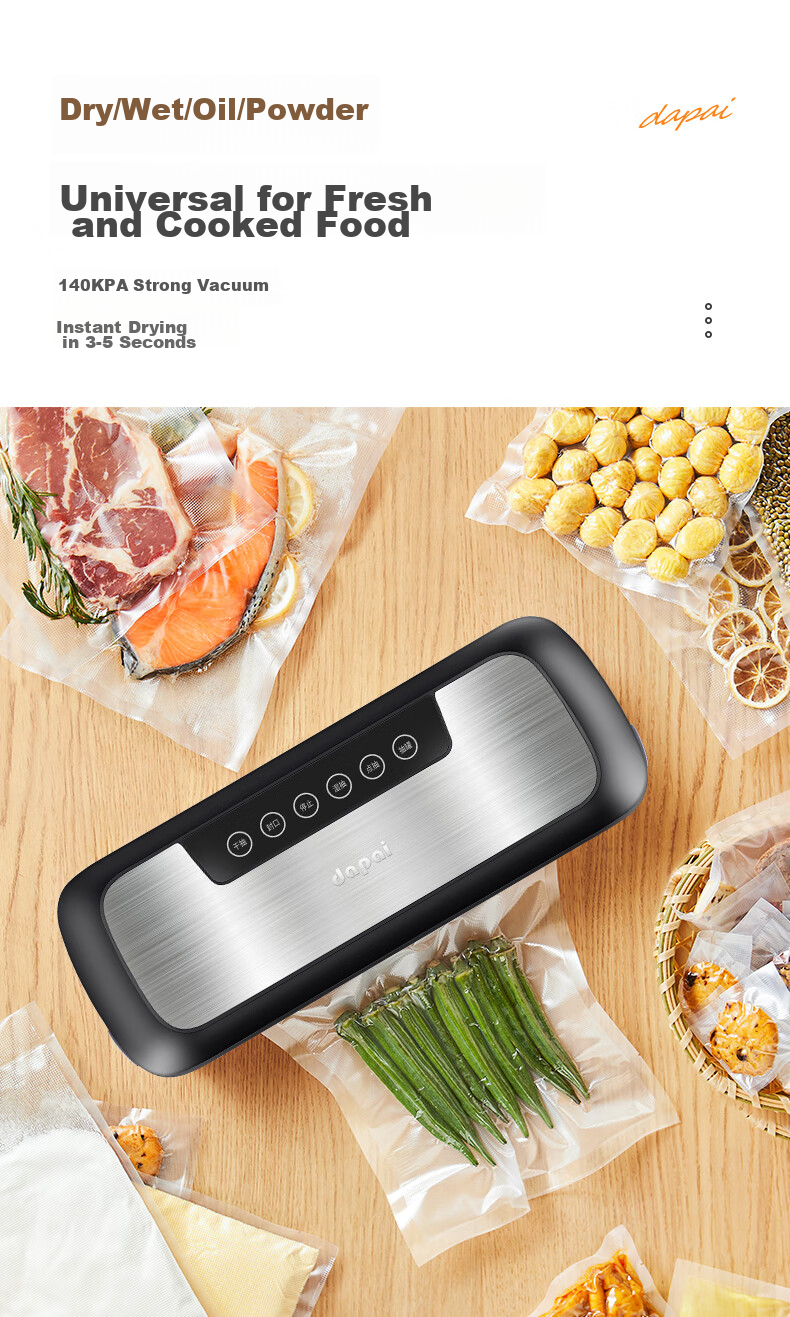Dapai Vacuum Sealing Machine for Commercial Use, Automatic Vacuum Packaging Cutter with Dual Pumps for Dry And Wet Sealing, Food Preservation Machine 12