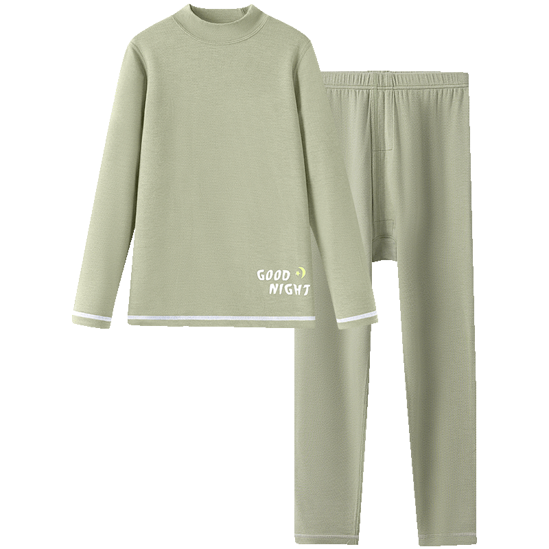YING BO LUN Boys Thermal Warm Underwear Set Boys Pajamas Children Autumn Clothes 81116 Medium Green 160