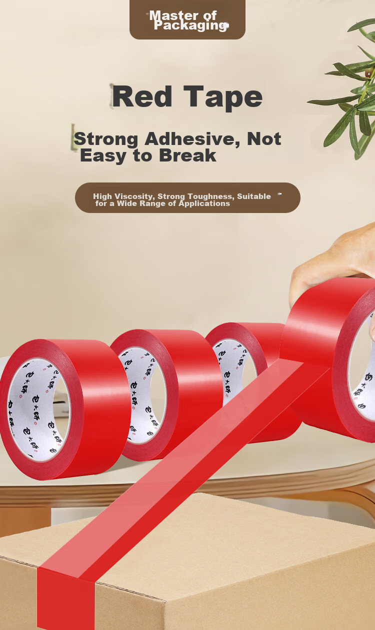 Master Package Red Tape 48mm*50m*3 Rolls Express Packaging Tape Color-Coded Sorting Tape OPP Colored Packing Tape 1