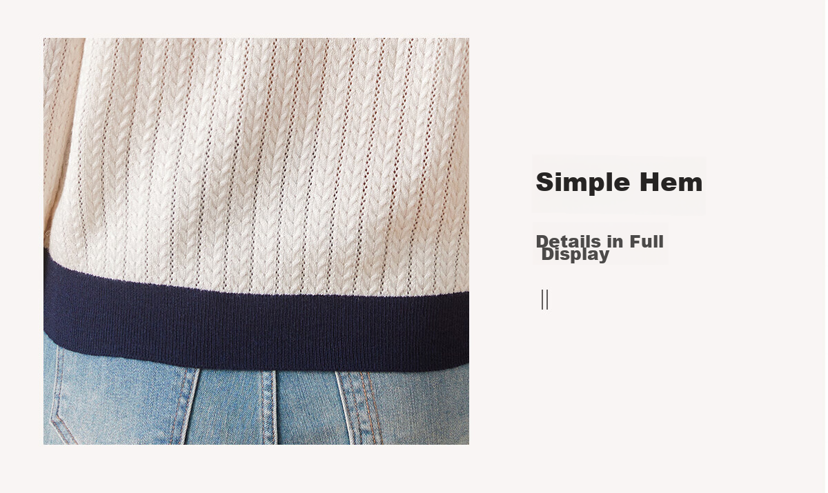 Chushen Spring And Autumn Knitted Sweater for Women, Fashionable Color-Block Round Neck Pullover Versatile Sweater Top S13KZ3554 White 5