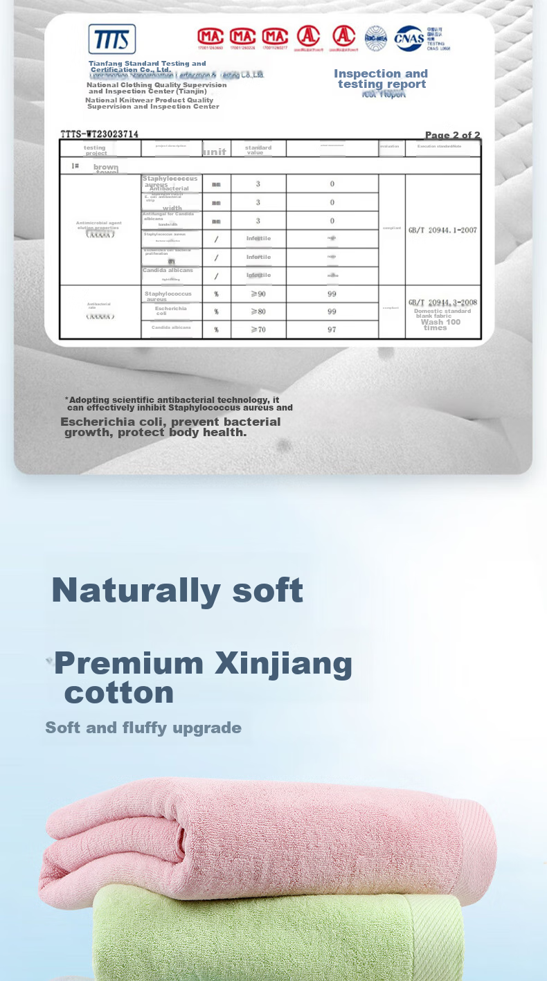 Grace 5A Antibacterial Pure Cotton Bath Towel, Extra Large And Thick, 650g, for Men And Women, Absorbent Quick-Drying Wrap Towel, 170*90cm, Sports 7