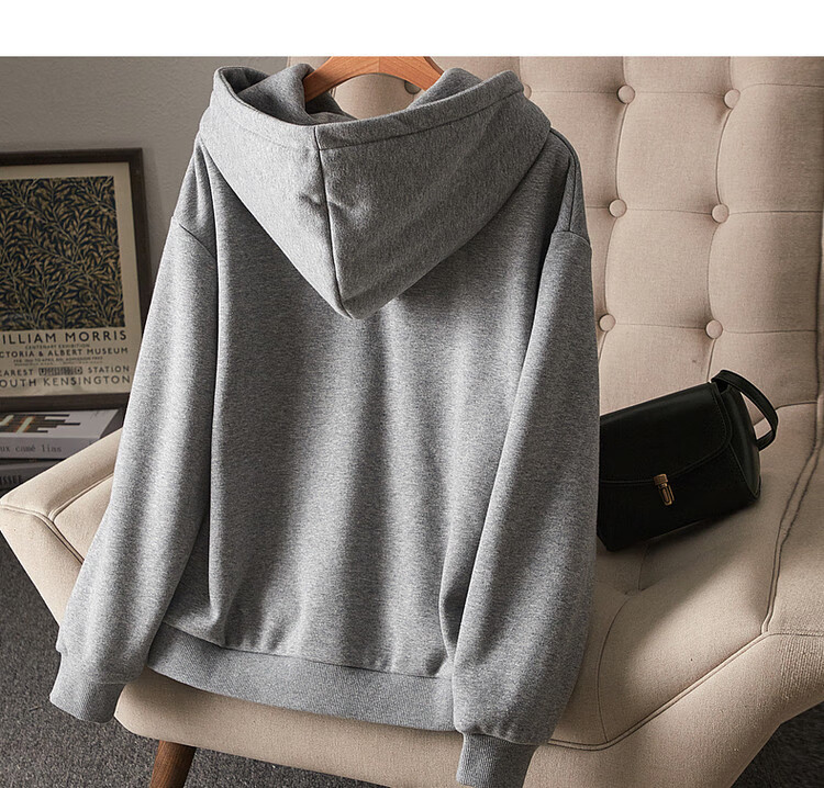 Dme [Hooded Commuter] Winter Fashion Fleece-Lined Drop Shoulder Long Sleeve Pocket Commuter Sweatshirt for Women, Linen Gray, M 13