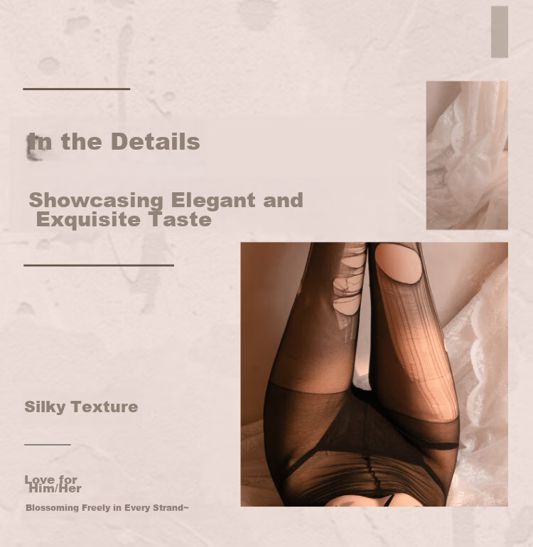 XUEXIMAN, 4-Pack Ultra-Thin Tear-Away Stockings, Black, Easy to Tear, Sexy Pantyhose, Erotic, Sensual, Transparent Black Silk 4