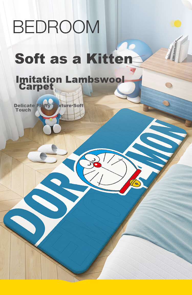 Dajiang Doraemon Co-Branded Carpet, Bedroom Bedside Rug, Children's Room Cartoon Fun Long Strip Bedrug, 80x160cm 1
