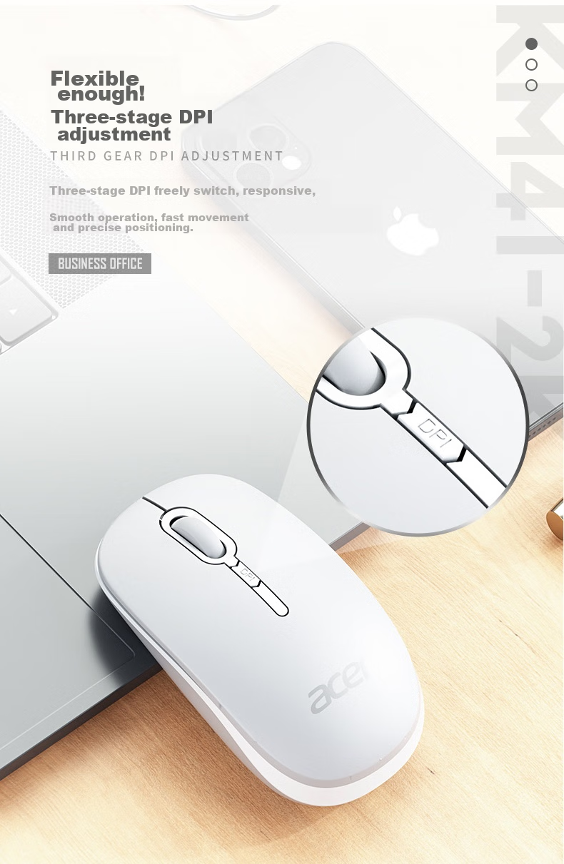 Acer Wireless Keyboard And Mouse Combo, Office Keyboard And Mouse Set, Splash-Resistant Computer Keyboard, Type-C Rechargeable Keyboard KM412 White 5