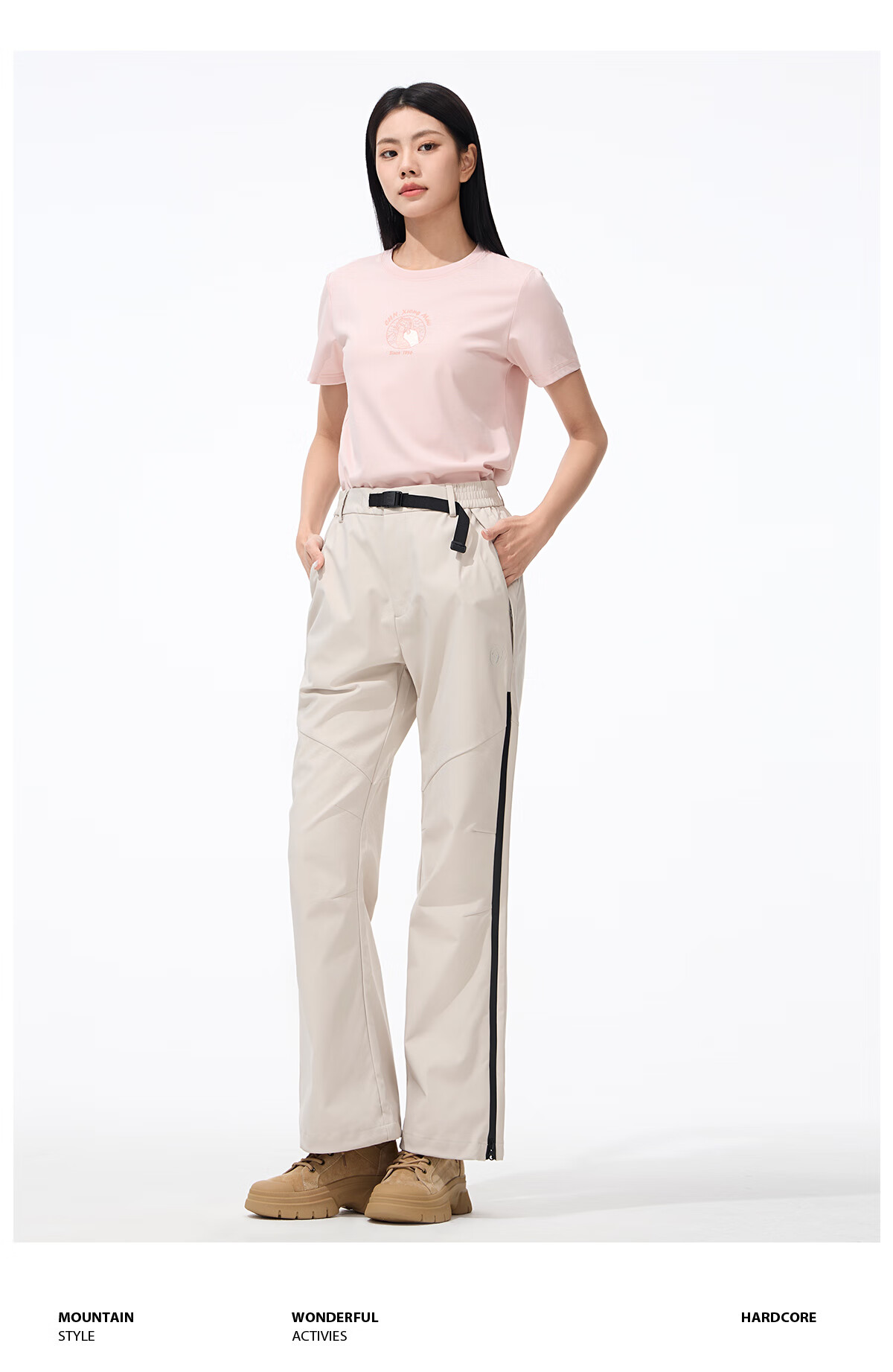 CAMEL Panda Mountain Outdoor Casual Pants, Cool-Feeling Windproof Fashionable Trousers, A34BA68195, Phantom Black, L 21