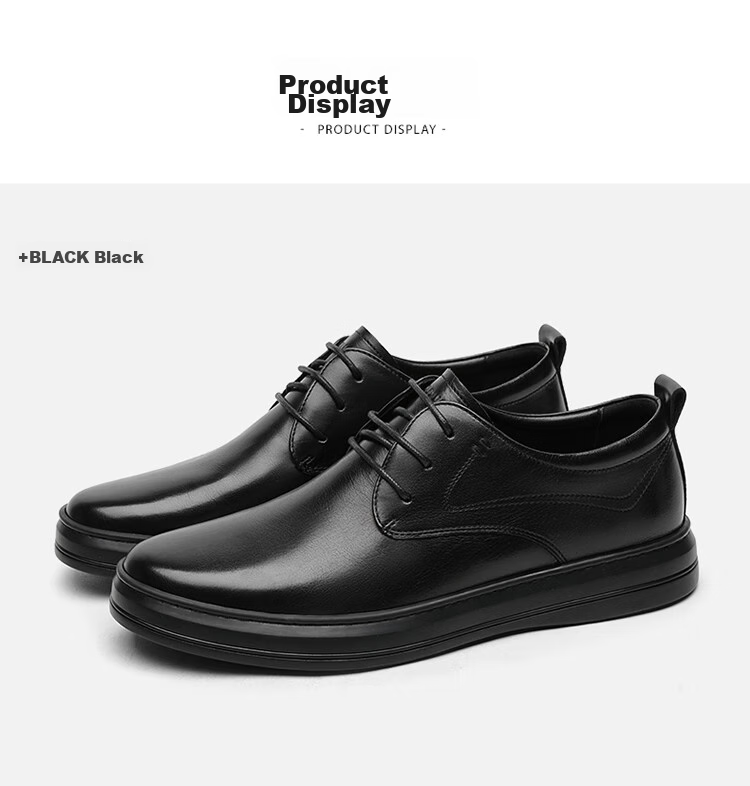 Goldlion Men's Shoes, Stylish Leather Business Shoes, Comfortable Lace-Up Casual Leather Shoes, 50823026501A-Black, Size 40 9