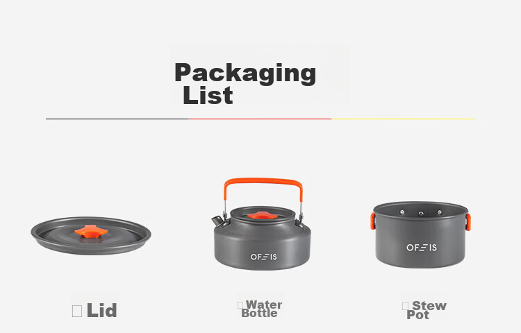 OFEIS Outdoor Cookware Three-In Teapot Frying Pan Camping Stove Set, Ultra-Light Aluminum Alloy Pot Set (10-Piece Set) 25