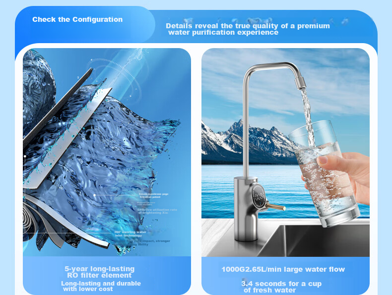 Midea Baize Max 1600G Water Purifier 0 Scale Inhibitor 6-Year Long-Lasting RO Reverse Osmosis Under-Sink Household Drinking Water Filter Top Flow Smart Touch Screen 4
