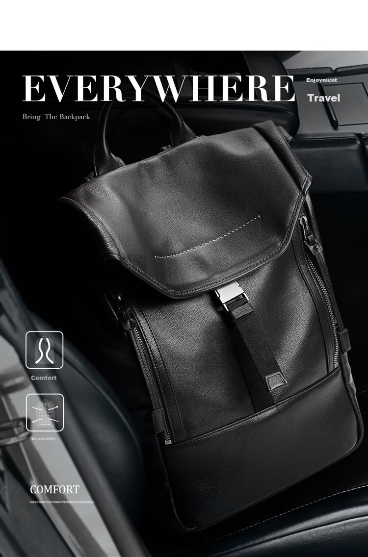 BVP Genuine Leather Backpack for Men, Top-Grain Cowhide Business Bag, British Style Fashion Laptop Bag, Birthday Gift 10