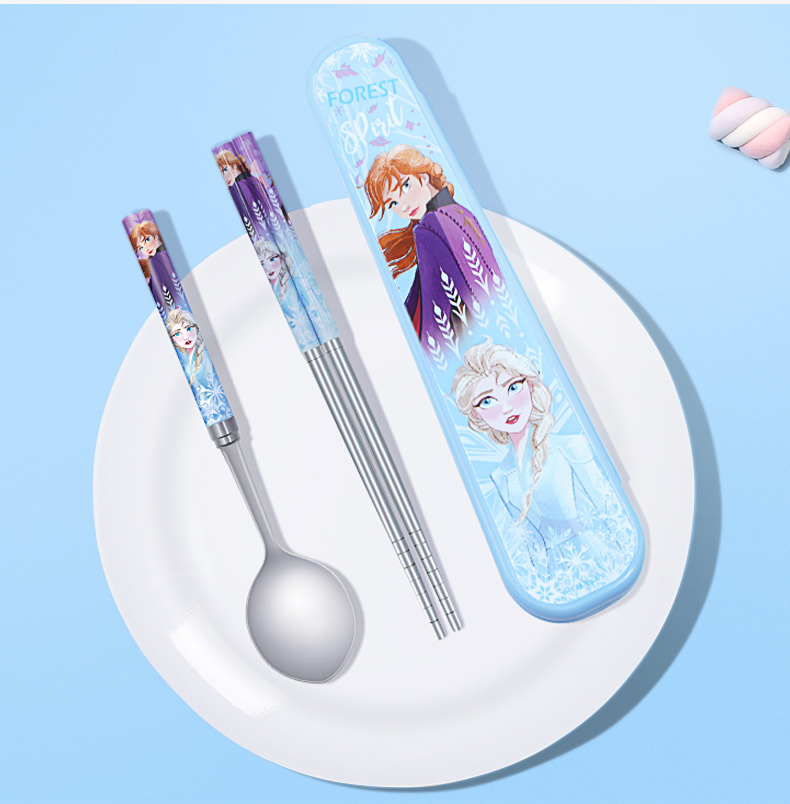 Disney Children's Stainless Steel Chopsticks and Spoon Set with Storage Box for Kids and Elementary Students, 3-Piece Set 2