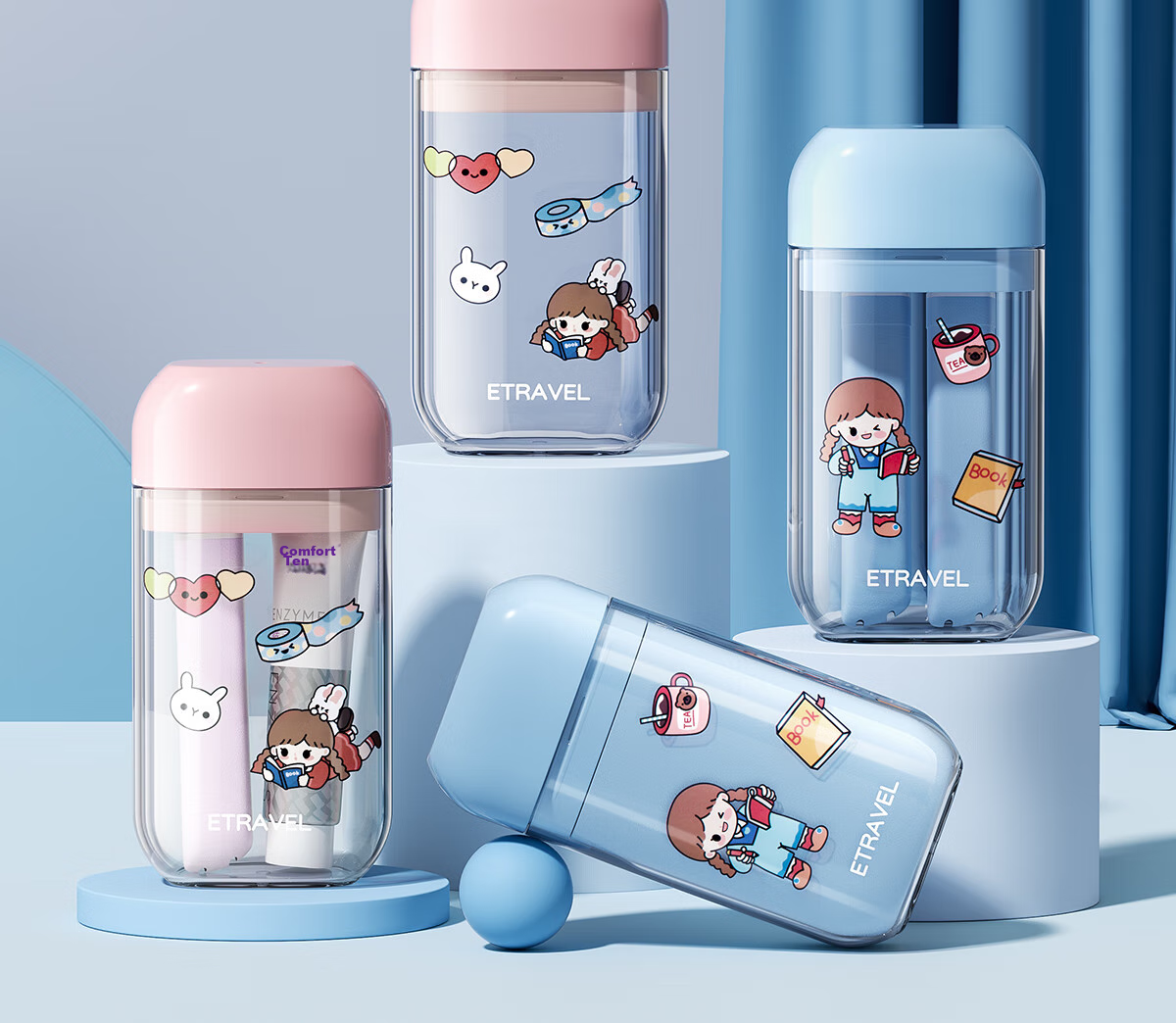 BADIGAO Travel Toiletry Cup Set with Toothpaste, Toothbrush, Portable Three-In Storage Box, Mouthwash Cup for Travel, Business Trips And Hotel Use 2