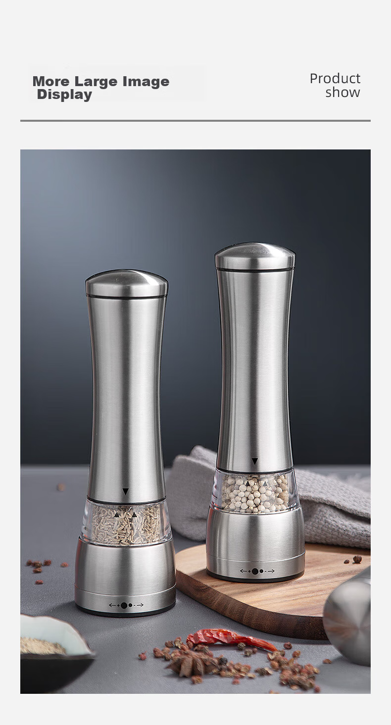 Maomiyoupin Stainless Steel Pepper Grinder, Manual Pepper Mill, Black Pepper Powder Maker, Sichuan Peppercorn Grinder, Sea Salt Shaker, Seasoning Bottle 14