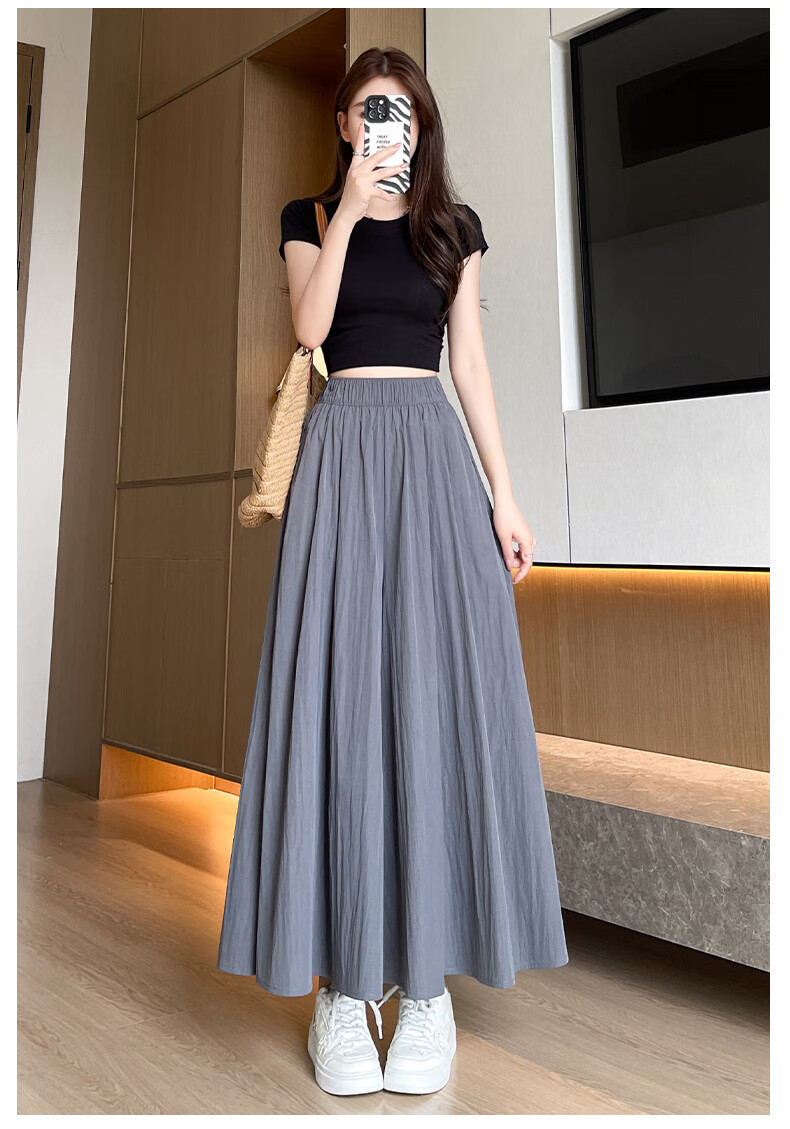 LangSha High-Waisted Yamamoto Skirt Pants for Women, Summer Lightweight Flowy Slimming A-Line Skirt Shorts, Loose Wide-Leg Pants for Petite Figures 27