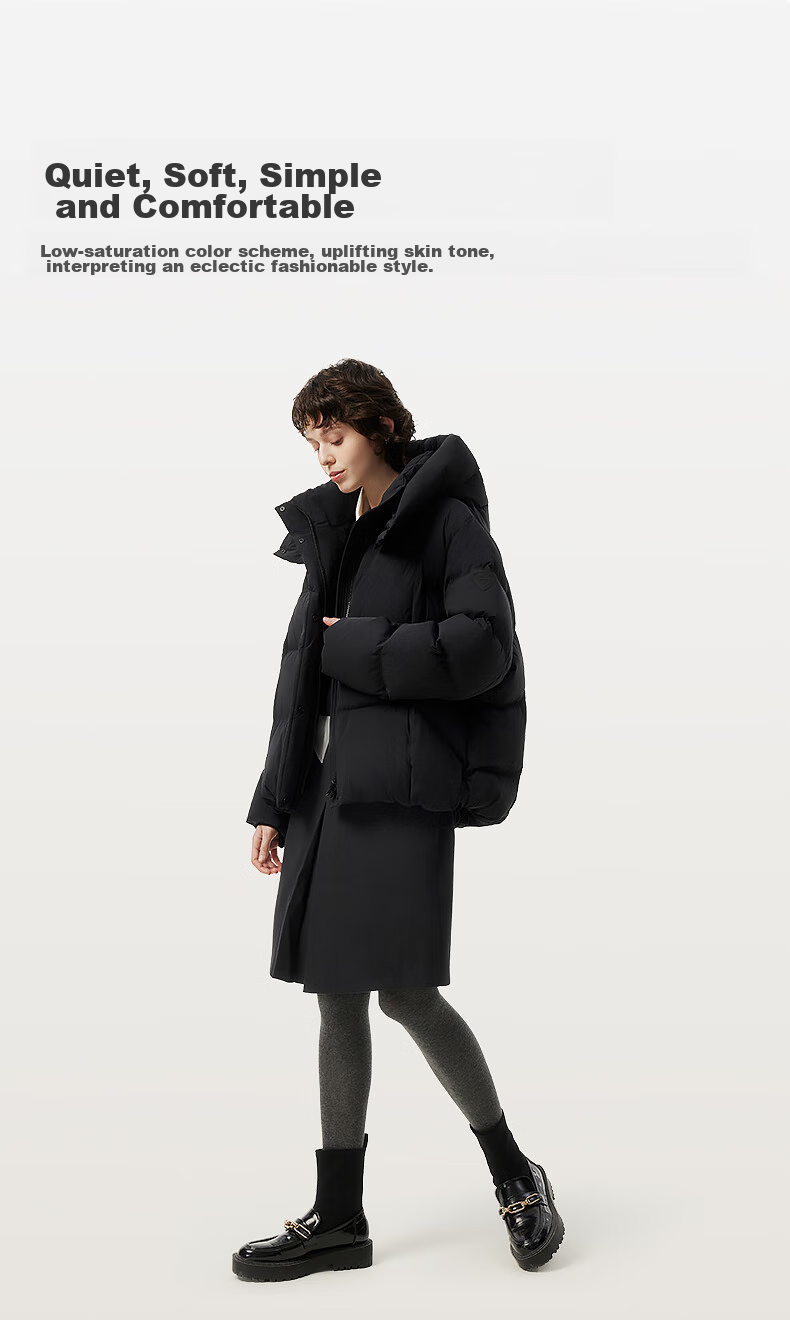 Tanboer Women's Short down Jacket with Detachable Hood, Fashionable Oversized Autumn And Winter Coat, Thick 530368D, Frost Blue, Size 160 6