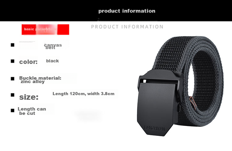 HALFEEL Canvas Belt for Men with Smooth Buckle, Automatic Buckle Casual Trendy Student Extended Outdoor Military Training Trouser Belt Gift 2