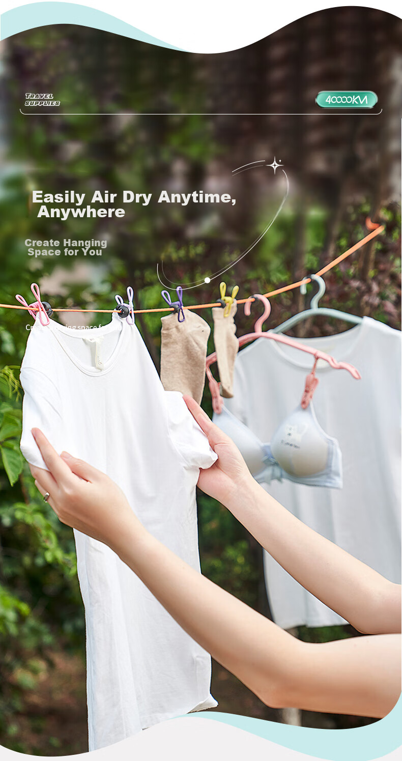 Siwangongli Travel Clothesline Outdoor Essential Portable for Business Trips, Hotels And Guesthouses Hanging Drying Line SW7170 4