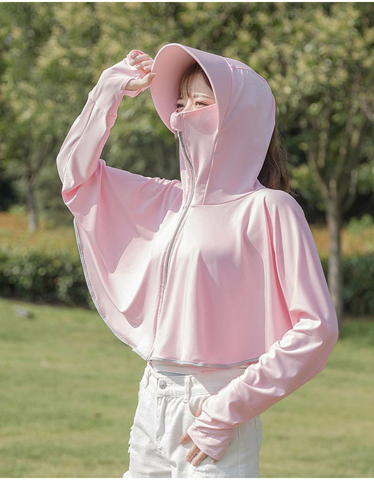 GLO-STORY Sun Protection Clothing for Women, Long-Sleeve Hooded UV-Resistant Jacket, Outdoor Anti-UV Shawl, WST114059 26