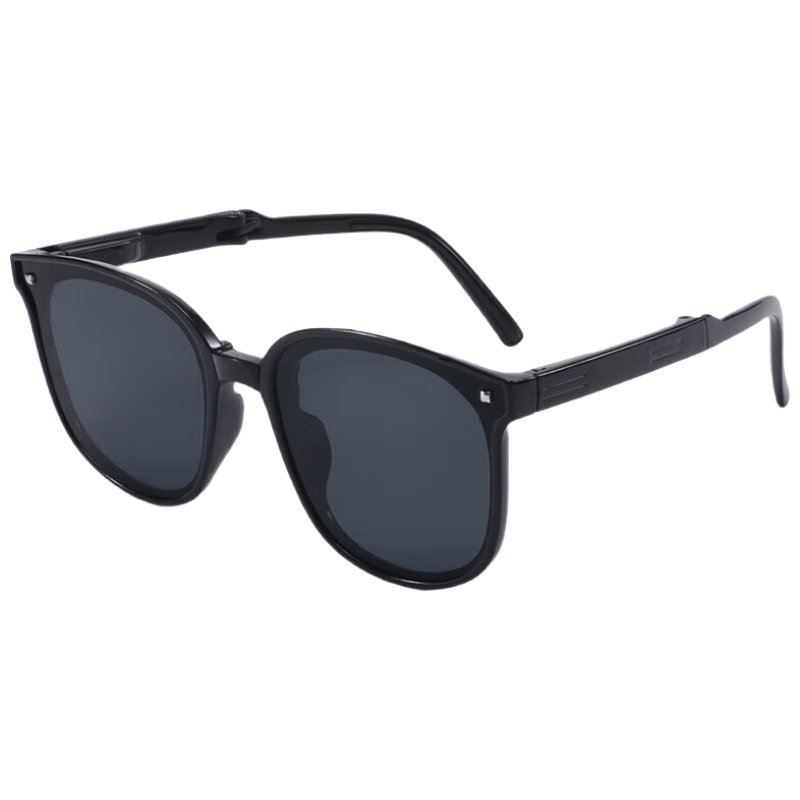 Cuntiandaofu Children's Sunglasses, Foldable Sunglasses, Sun Protection for Boys And Girls, Jazz Black (Spring Legs)
