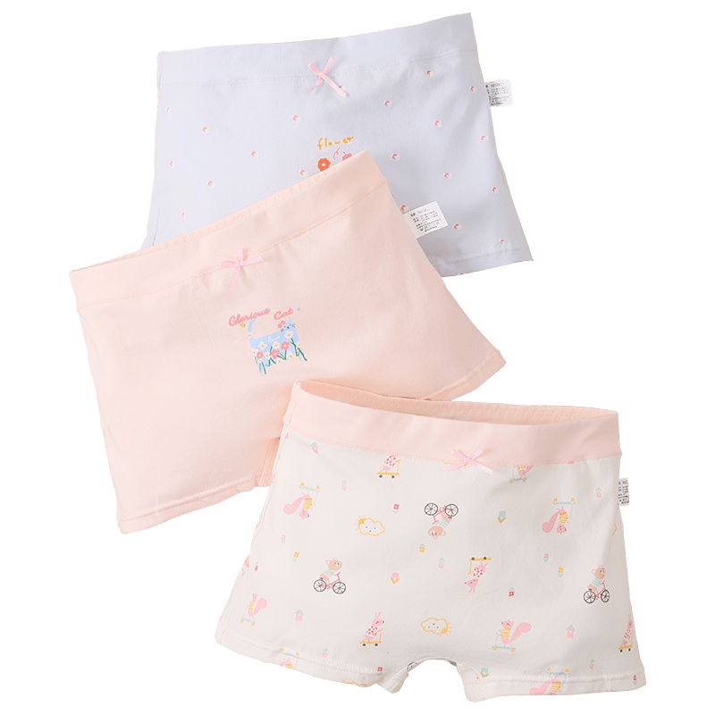 Langsha Children's Underwear, Girls' Student A-Class Cotton Mid to Big Kids Boxer Briefs, Girls' Youth Printed Boyshorts