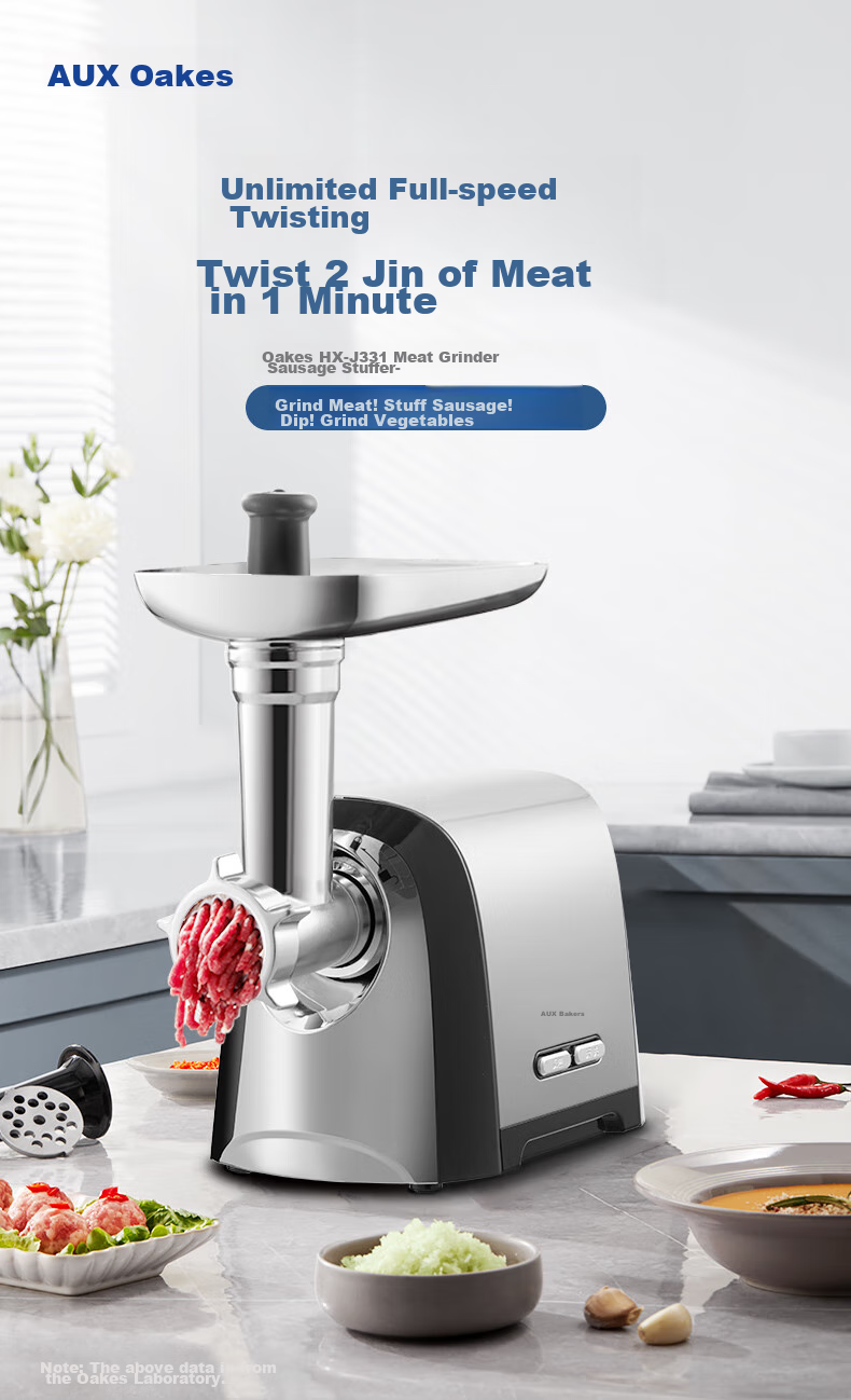 AUX Meat Grinder Sausage Stuffer, Multi-Functional Electric Home And Commercial Use Mincer And Mixer, Meat Chopper, Garlic Crusher, Large 400W Power Sausage Stuffing Machine for Sausages And Sausage Casings 4