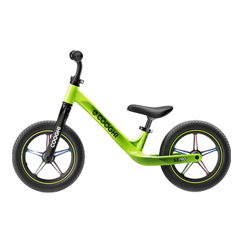 COOGHI Children's Balance Bike for Ages 1-7, 12-Inch Magnesium Alloy Frame with Solid Wheels S3Pro COOGHI Green Kuqi