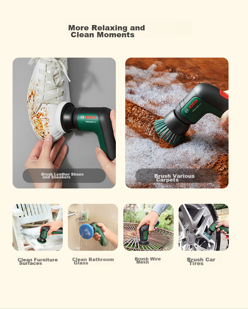 Bosch Electric Cleaning Brush, Dual-Use for Car And Home, Multifunctional, Powerful Wireless Handheld, for Kitchen, Bathroom Tiles, Toilet Cleaning Tool 13