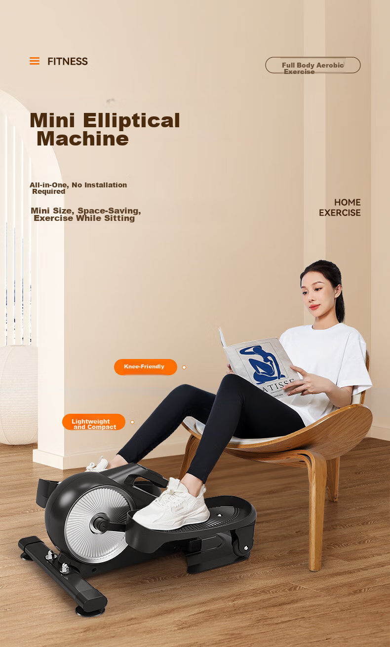 HOT KNEE Elliptical Machine for Home Use, Mini Stepper, Elliptical Trainer, Weight Loss Fitness Equipment, Foot Pedal Machine, Quiet Operation with Adjustable Resistance 4
