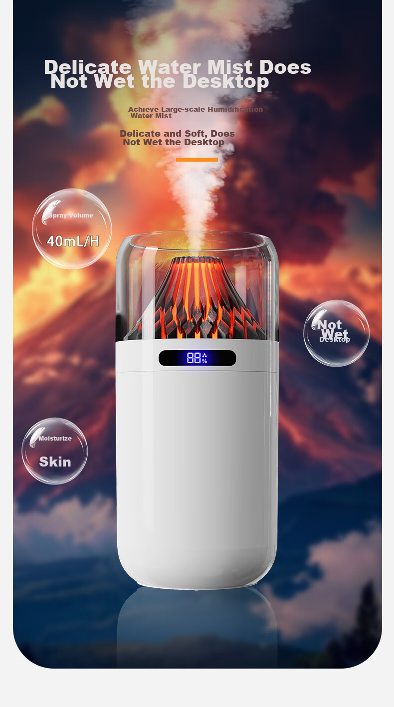 Kelleia USB Humidifier for Car, Bedroom, Quiet Operation, Baby, Office Desk, Large Capacity, Smart Digital Display, Night Light, Large Mist Spray, Power-Off Protection Humidifier, White - Rechargeable Model 4