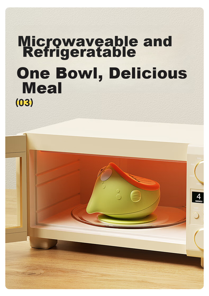 Huangchong Baby Food Bowl with Suction Base, Anti-Drop And Anti-Scalding Training Bowl for Infants And Children, Silicone Tableware for Learning to Eat 9