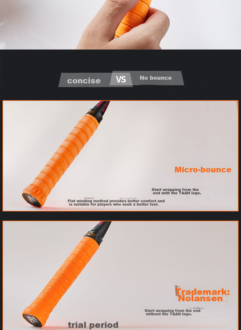 Taan Badminton Racket Grip Tape, Matte Anti-Slip Sweat-Absorbing Handle Tape with Q10, Three-Pack (White/orange/gray) 9