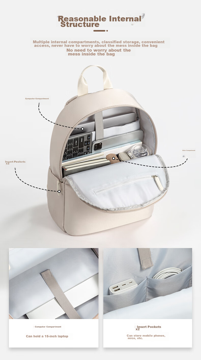 WOMT Inkless Backpack Laptop Bag Casual Commute Sports Travel College Student Schoolbag for 15.6/16 Inch Laptops Compatible with Apple Lenovo Huawei Dell Xiaomi 3