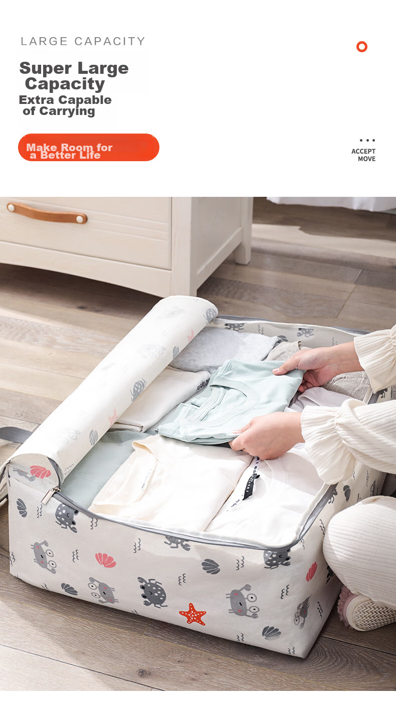 Baicaoyuan Cotton Quilt Storage Bag, Clothes Moving Packing Bag, Woven Bag, Kindergarten Storage Bag, Luggage Bag, 105L, 1 Piece 6
