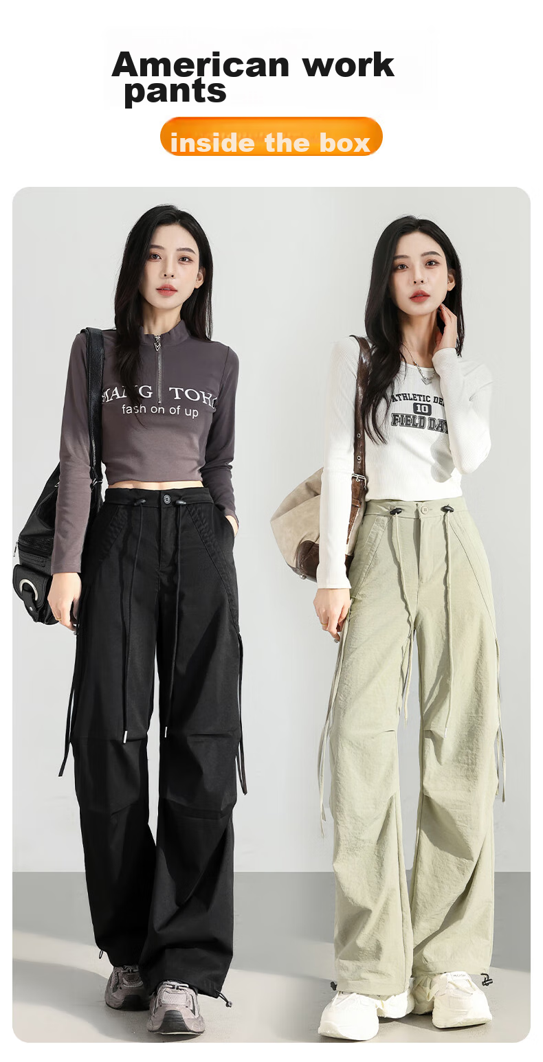 FitonTon Parachute Cargo Pants for Women, Autumn/winter 2025 Hiking Sports Pants, High-Waisted Slimming Two-Way Wide-Leg Casual Pants for Wome 1
