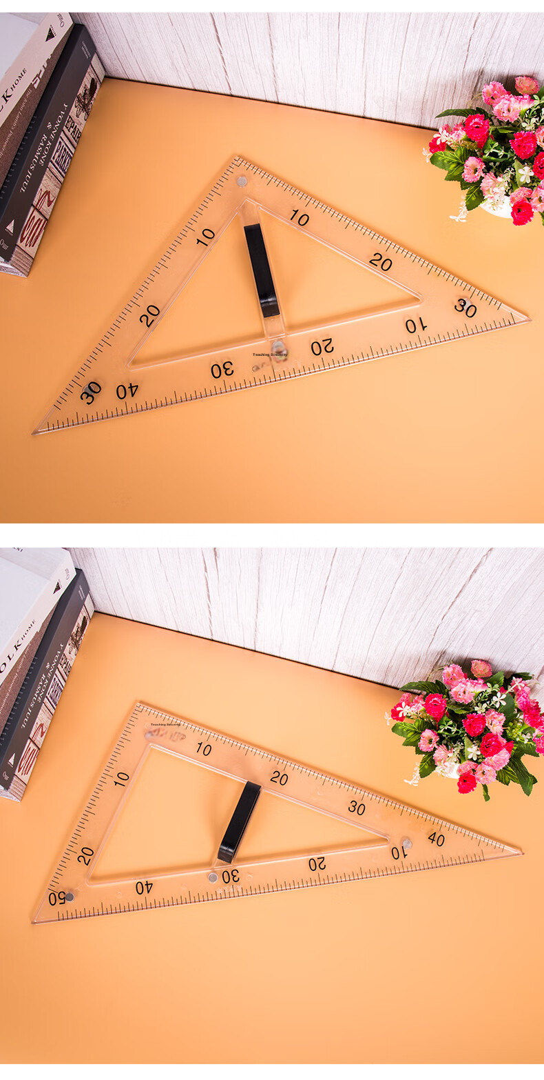 [Lowest Price Online] BOJIAO Magnetic Large Triangle Ruler Set, Teacher's Teaching Tool, Plastic Large Triangle Ruler Protractor Compass Math Teaching Aid, Magnetic 60-Degree Triangle Ruler (Yellow) 10