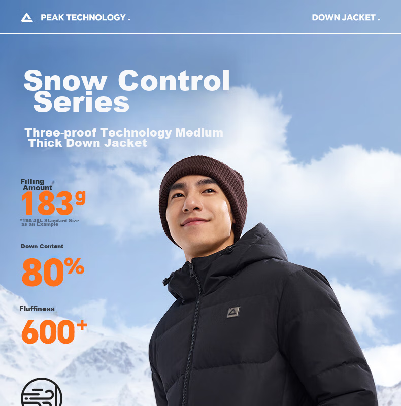 PEAK Yuxue down Jacket, Spring Season, Triple Protection Technology, Short Style, Men's Duck Down, Windproof, Warm Sports Coat, DF544121 1