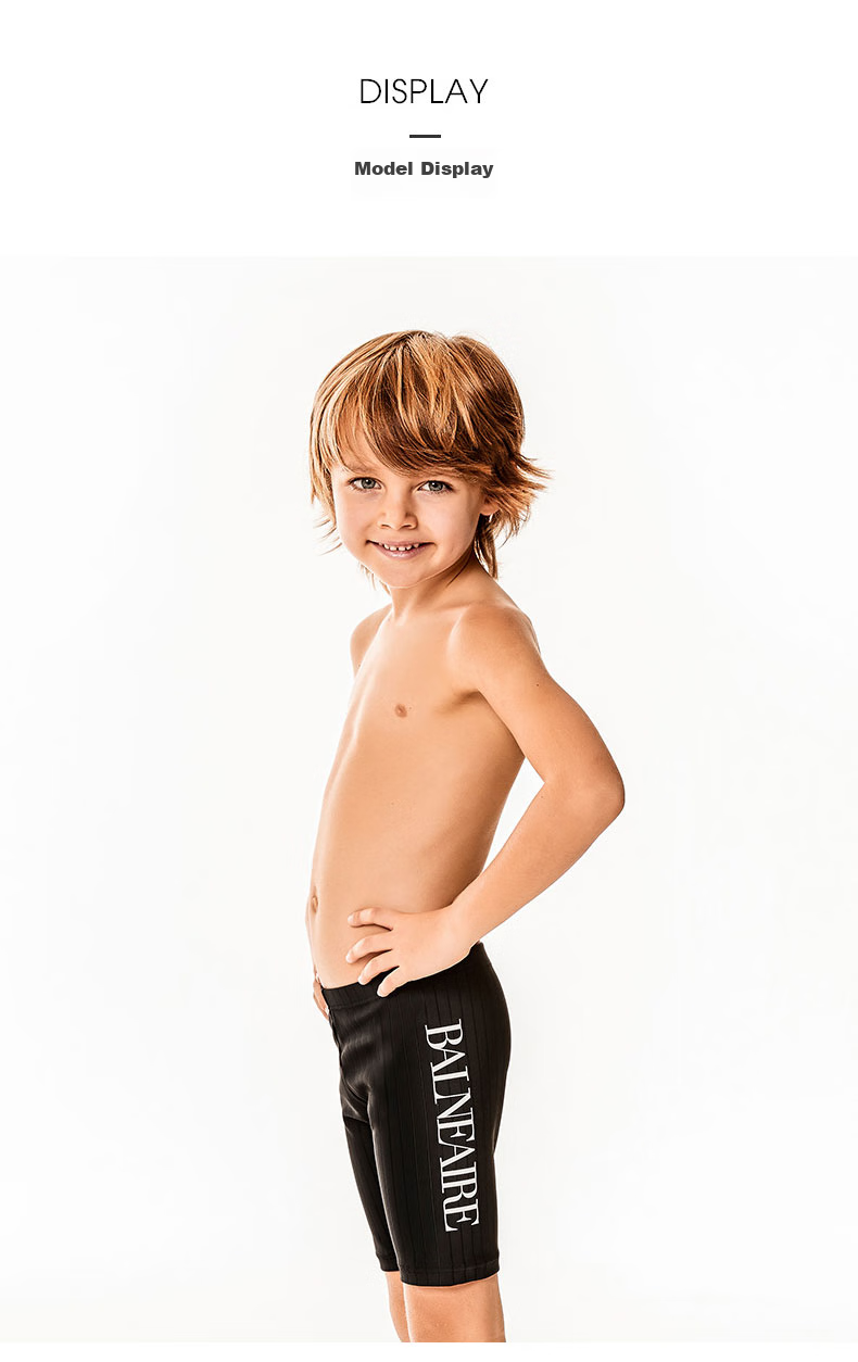 BALNEAIRE Youth Swim Shorts, Mid-Length Professional Training Sports Boys Swimming Hot Spring Bathing Suit, 250012 Black, Size 100 7