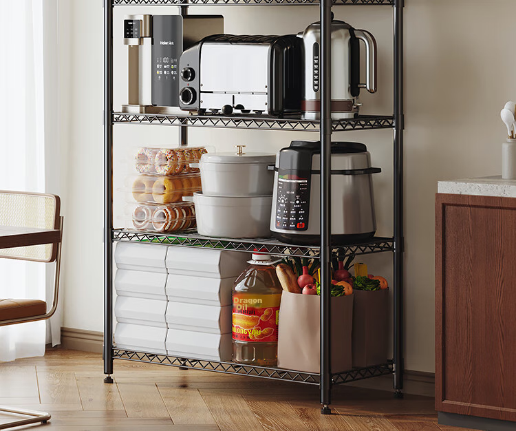 QIAONAMEI Kitchen Storage Rack, Floor-Standing Storage Shelf, Multi-Layer Shelving Unit, Household Organizer Rack, Living Room Storage Shelf, 60CM2392 2
