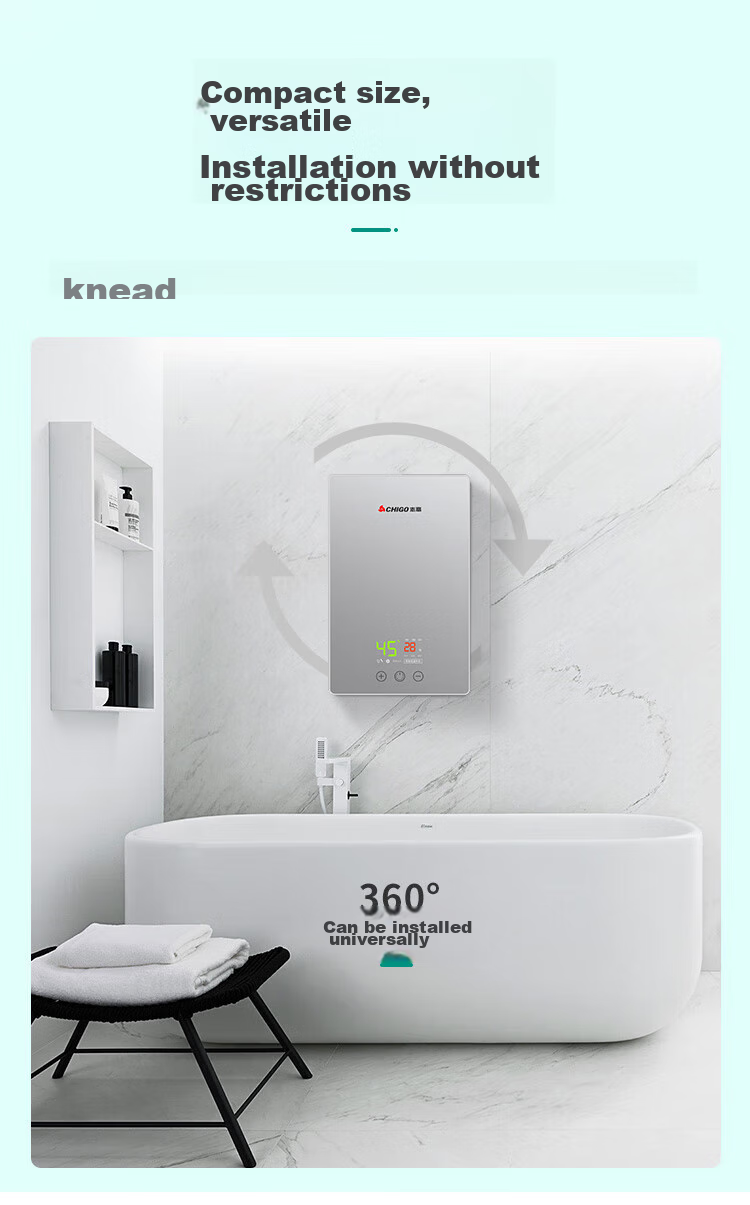 CHIGO Instant Electric Water Heater, 7500W Rapid Heating, Constant Temperature, Small Kitchen Treasure, Energy-Saving Household Integrated Shower, No Storage Water Required, Adjustable Power, ZG-KB732 16