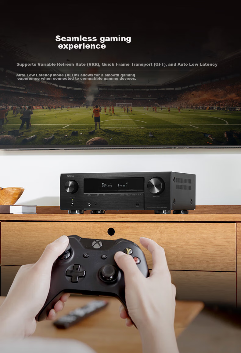 DENON AVR-X1800H Amplifier with 3D Sound Effects, 8K Home Theater, 7.2 Channel HEOS Lossless Music Streaming, 175W High Power, Imported Dolby Atmos DTS:X Bluetooth WiFi 5