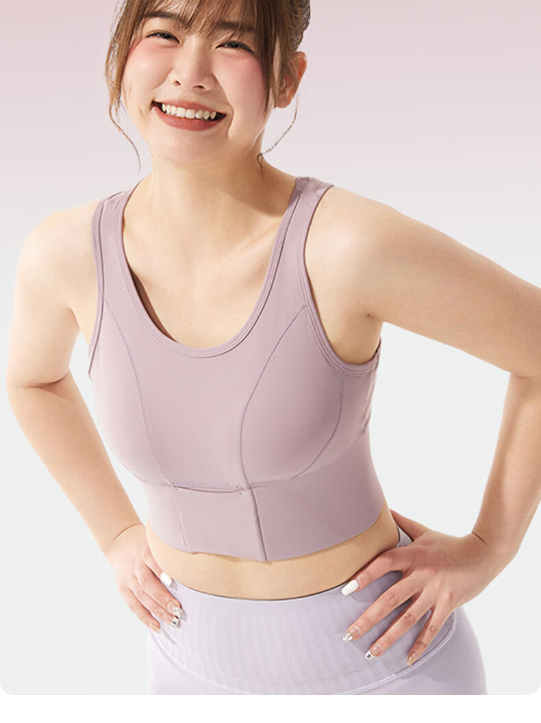 XUEXIMAN Plus Size Sports Bra for Women, Shock-Absorbing, Push-Up, High-Intensity One-Piece Fitness Bra, Makes Large Breasts Appear Smaller, Yoga Tank Top 18
