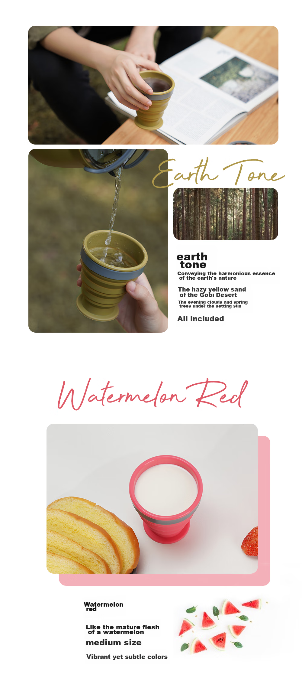 M Square Folding Cup, Portable Travel Silicone Cup And Bowl, Food-Grade Ramen Bowl, Camping Outdoor Picnic Baby Bowl, Cherry Blossom Pink 9