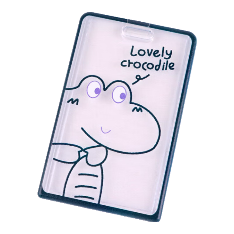 TaTanice ID Holder Card Sleeve, Creative Work Badge Push-Pull Card Sleeve for Students' Meal Cards And IDs, Bank Cards, Work Permits, Door Plates, Protective Card Sleeves, Transparent Deep Black Crocodile Patter
